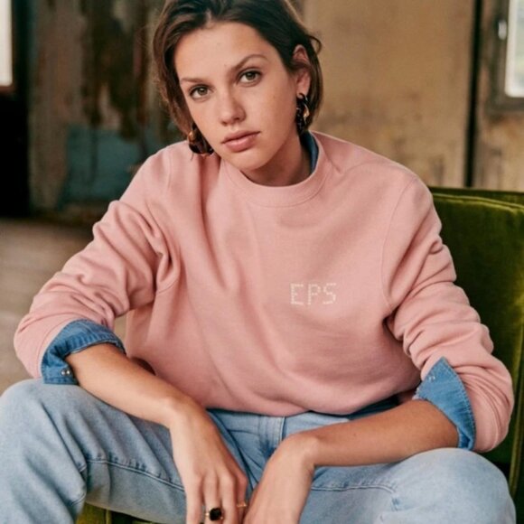 Sezane Calvin EPS Sweatshirt Blush Pink Size XS Organic Cotton Long Sleeve Crew - Picture 15 of 15